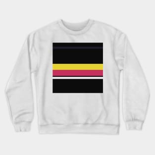 A peerless patchwork of Anti-Flash White, Dark, Smoky Black, Dark Pink and Sandstorm stripes. Crewneck Sweatshirt